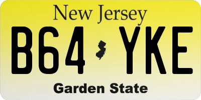 NJ license plate B64YKE