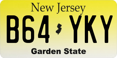 NJ license plate B64YKY
