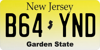 NJ license plate B64YND