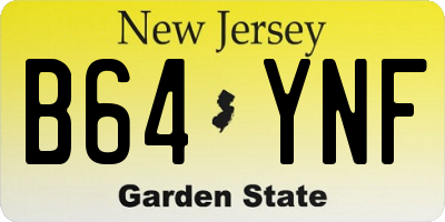 NJ license plate B64YNF