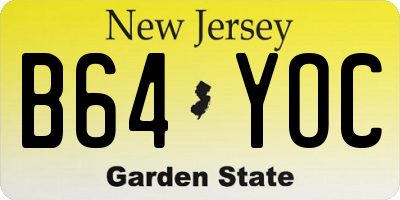 NJ license plate B64YOC