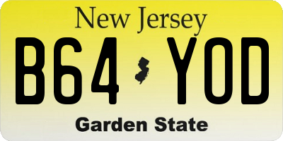 NJ license plate B64YOD