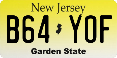 NJ license plate B64YOF