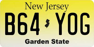 NJ license plate B64YOG