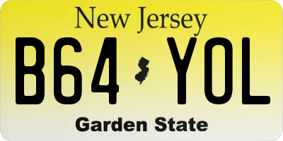 NJ license plate B64YOL