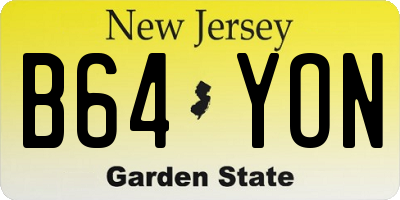 NJ license plate B64YON