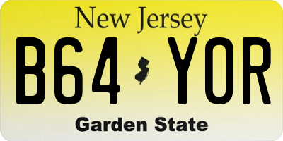 NJ license plate B64YOR