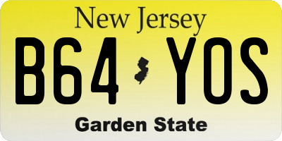 NJ license plate B64YOS