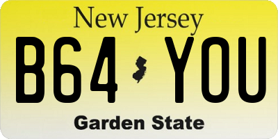 NJ license plate B64YOU
