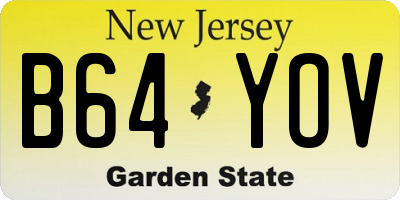 NJ license plate B64YOV