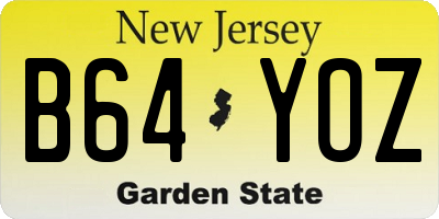 NJ license plate B64YOZ