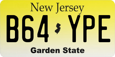 NJ license plate B64YPE