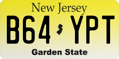 NJ license plate B64YPT