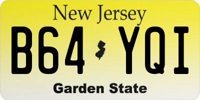NJ license plate B64YQI