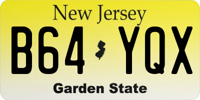 NJ license plate B64YQX