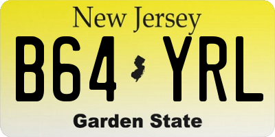 NJ license plate B64YRL