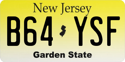 NJ license plate B64YSF