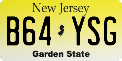 NJ license plate B64YSG