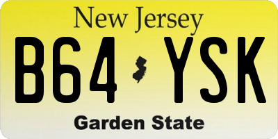 NJ license plate B64YSK
