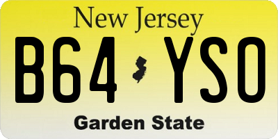 NJ license plate B64YSO