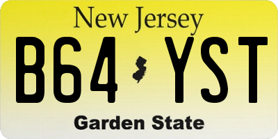 NJ license plate B64YST