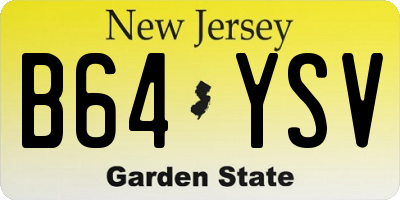 NJ license plate B64YSV