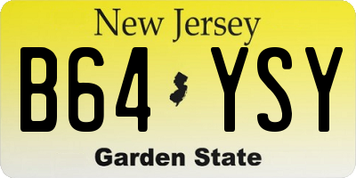 NJ license plate B64YSY