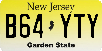 NJ license plate B64YTY