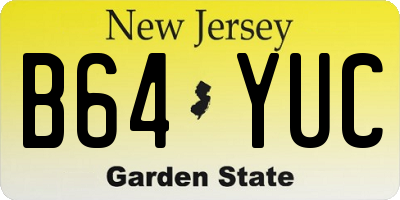 NJ license plate B64YUC