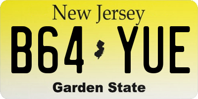 NJ license plate B64YUE