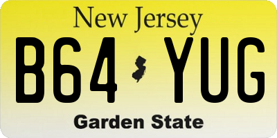 NJ license plate B64YUG