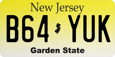 NJ license plate B64YUK