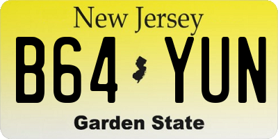 NJ license plate B64YUN