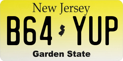 NJ license plate B64YUP
