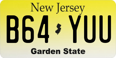 NJ license plate B64YUU