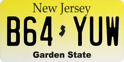 NJ license plate B64YUW