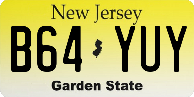 NJ license plate B64YUY