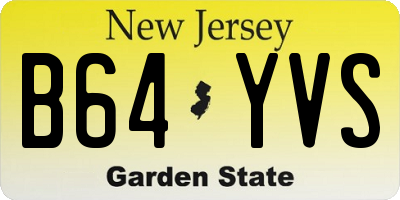NJ license plate B64YVS