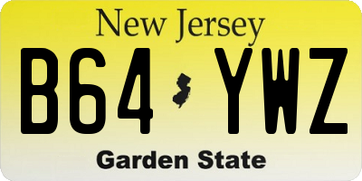 NJ license plate B64YWZ