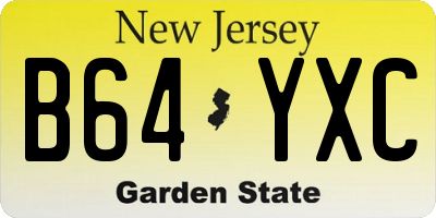 NJ license plate B64YXC