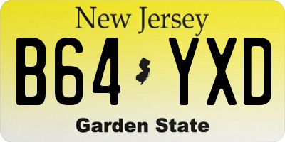 NJ license plate B64YXD