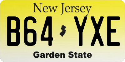 NJ license plate B64YXE