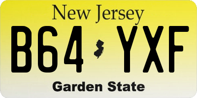 NJ license plate B64YXF
