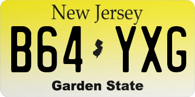 NJ license plate B64YXG