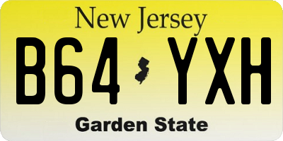 NJ license plate B64YXH