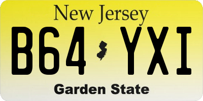 NJ license plate B64YXI