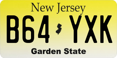NJ license plate B64YXK