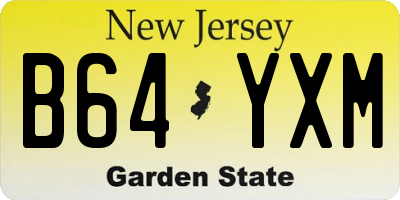 NJ license plate B64YXM