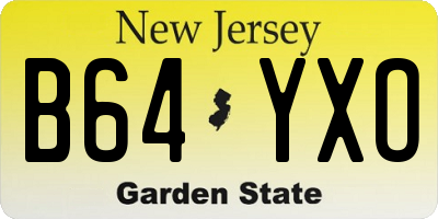 NJ license plate B64YXO