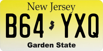 NJ license plate B64YXQ